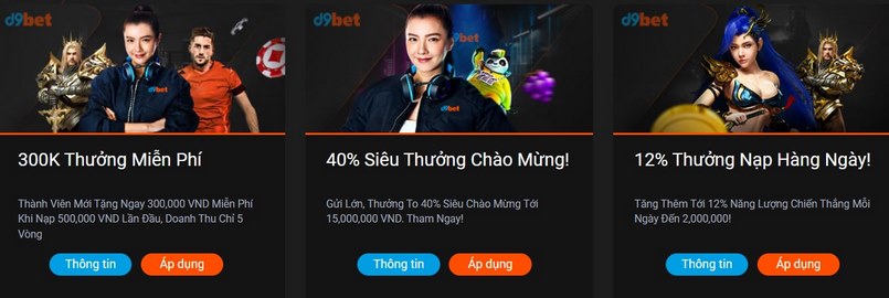 Một số chương trình khuyến mãi cực hot tại D9bet